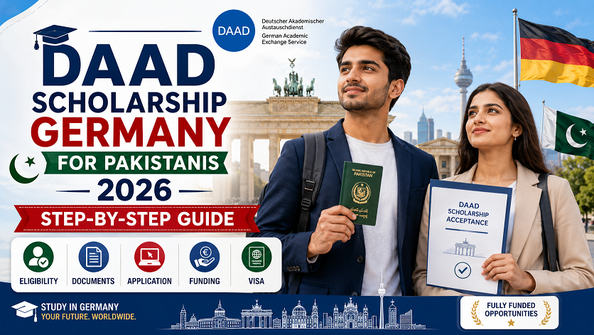 DAAD Scholarship Germany for Pakistanis 2026 — fully funded German scholarship guide with eligibility, documents, deadlines, monthly stipend and application steps