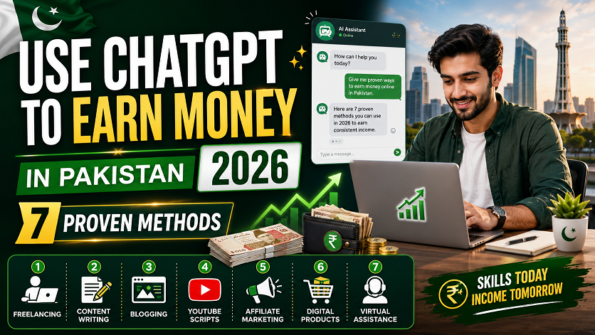 How to use ChatGPT to earn money in Pakistan 2026 — 7 proven methods including prompt engineering, Custom GPT development, AI content writing and chatbot building