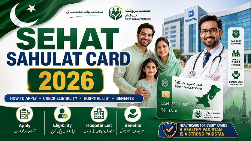 Sehat Sahulat Card 2026 Pakistan — eligibility check via SMS 8500, Rs 10 lakh free treatment, hospital list and how to use at hospital guide