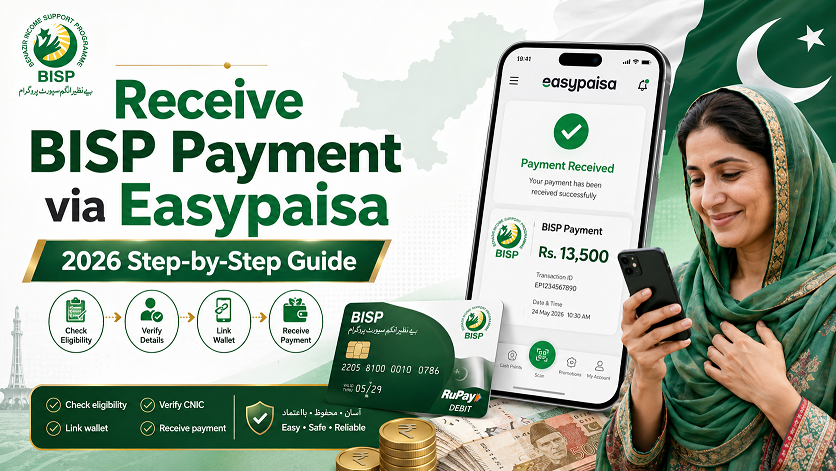 how to receive BISP payment via Easypaisa 2026